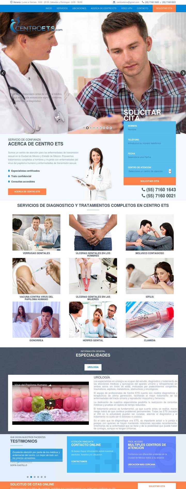 Screenshot del sitio web Centro ETS